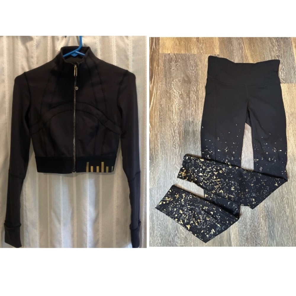Lululemon RARE Cropped Define Jacket Black Gold Special Edition Size 2 NWOT Logo